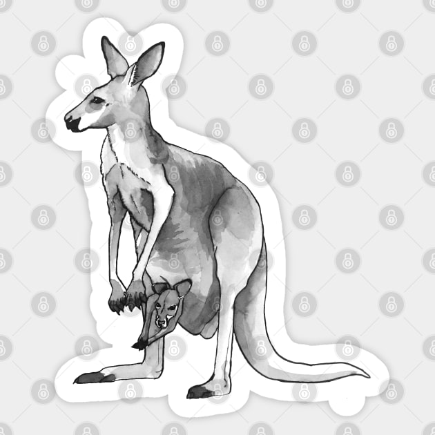 Kangaroo + Joey Ink Drawing Sticker by Ciarabarsotti